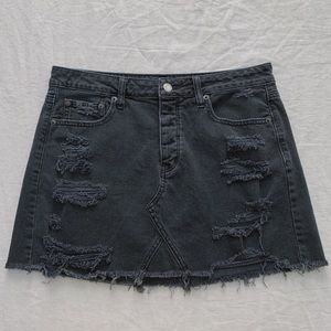 American Eagle Destroyed Black Denim Mini Skirt 10